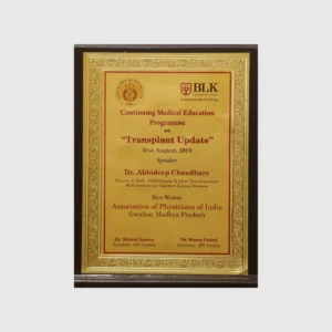 Speaker at CME Programme on 'Transplant Update' Organised by Association of Physicians of India, MP in 2019