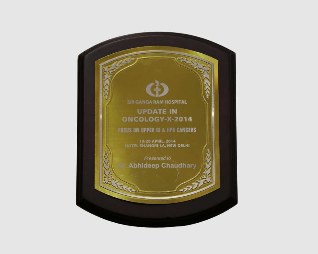 Recognition Received for Update in Oncology-X-2014, Sir Ganga Ram Hospital, New Delhi